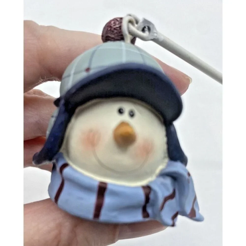 Snowman Head Candle Snuffer Snow Balls Holiday Christmas Decor 9 Inches Winter